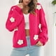 thumbnail image 2 of Suéter con estampado floral 3D para mujer, cuello en V, hombros caídos, tejido de punto, manga larga tipo farol., 2 of 6