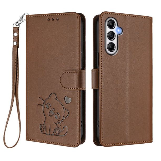 Funda Volteable tipo Billetera con Correa para Samsung Galaxy A25 5G, Marrón