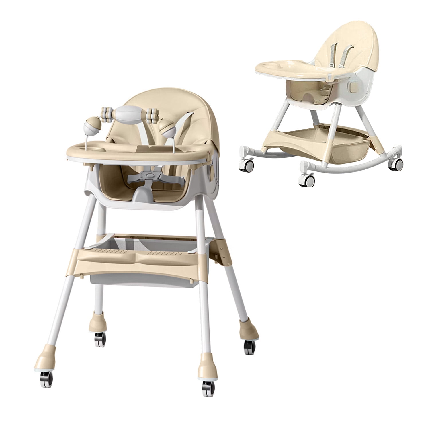 Mundo Online - Silla Comer Bebe Doble Altura Safe Baby Mecedora Reclinable Beige