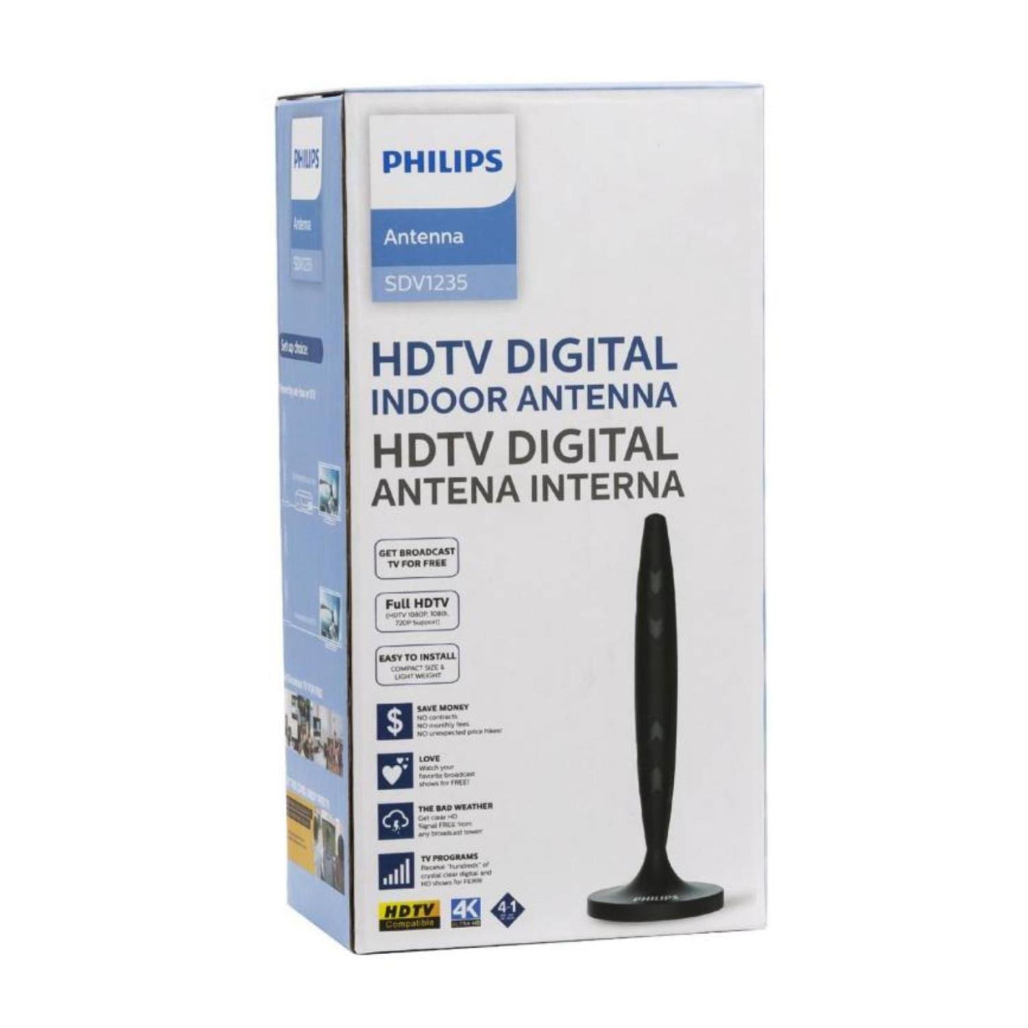Philips - Antena Interna Tv Hdtv Digital Vhf Uhf Sdv1235/55