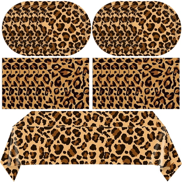 Set De Decoración Para Fiesta Con Estampado De Leopardo 41 Piezas
