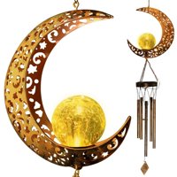 Xusx111 - Campanillas De Viento De La Luna Solar Para El Exterior Regalos De Cumpleaños Únicos Para Las Mujeres Mamá Abuela Bola De Vidrio De Grietas Campanillas De Viento Led Luces Solares Decoración
