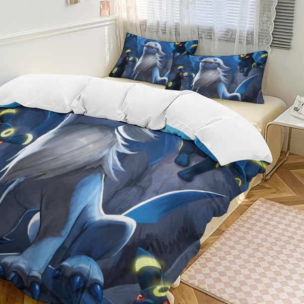 Umbreon Bed Duvet Cover Funny Anime Cartoon Bedding Sets Lightweight 3 Piece Comforter Sets