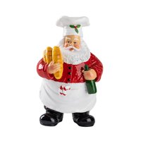 Bothyi - Estatua De Papá Noel, Chef, Colección De Adornos De Escritorio Para Mueble Festivo Con Pan.