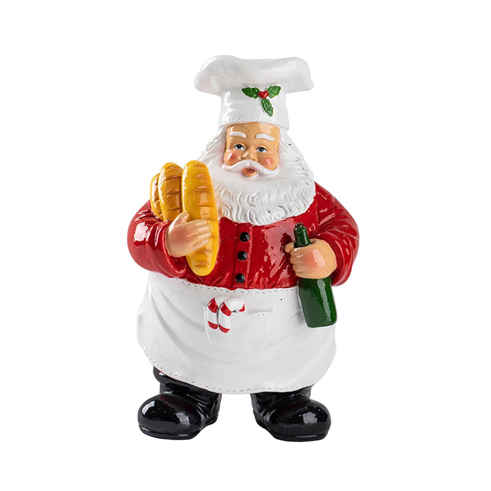 Bothyi - Estatua De Papá Noel, Chef, Colección De Adornos De Escritorio Para Mueble Festivo Con Pan.