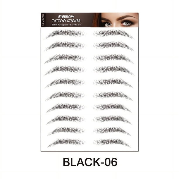 1 sheet Long-Lasting 6D Hair-Like Eyebrow Tattoo Stickers - Waterproof Black and Brown Eyebrow Makeup Stickers