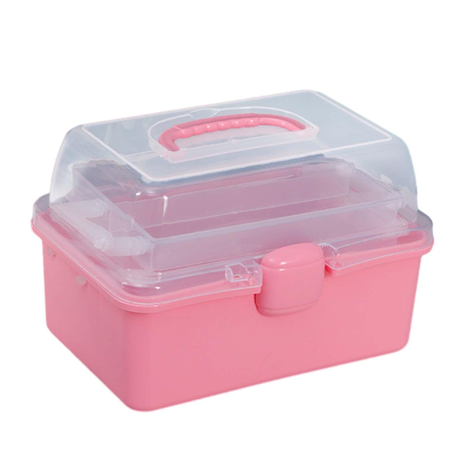 Magideal - Caja Organizadora De Almacenamiento Multifuncional, Estuche De Almacenamiento, Organización Del Hogar, Apilable, Duradero Con Tapa Y Asa Para Oficina Rosa