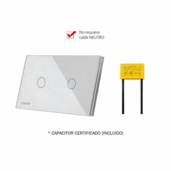 Interruptor APP TOUCH VOZ RF Blanco 2 Canales Con y Sin neutro