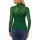 thumbnail image 3 of INSPIRE CHIC Blusa de Encaje Floral Transparente de Manga Larga con Cuello Alto para Mujer S Verde Oscuro, 3 of 6