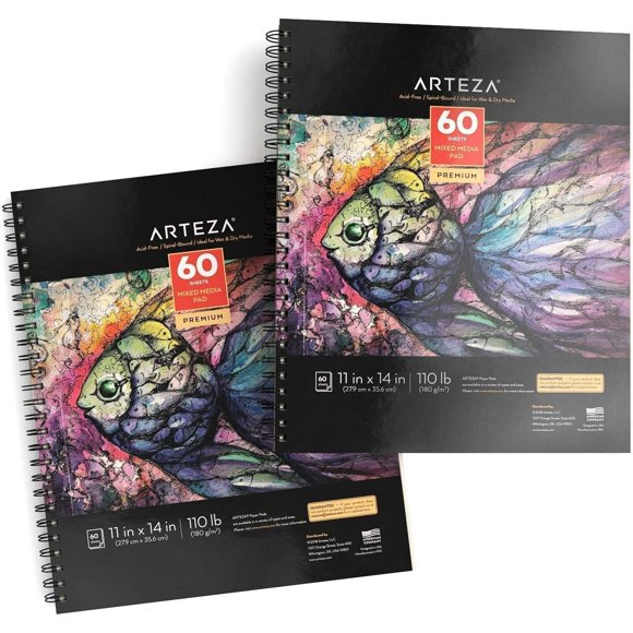 Bloc de papel para técnicas mixtas ARTEZA 28×35 cm, 2 unidades, 60 hojas