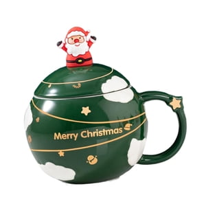 Magideal - Taza De Cerámica Navideña, Taza De Papá Noel, Taza Creativa De Té Con Leche, Linda Taza Navideña Para Vacaciones, Taza De Café De Cerámica Para Hombre Verde