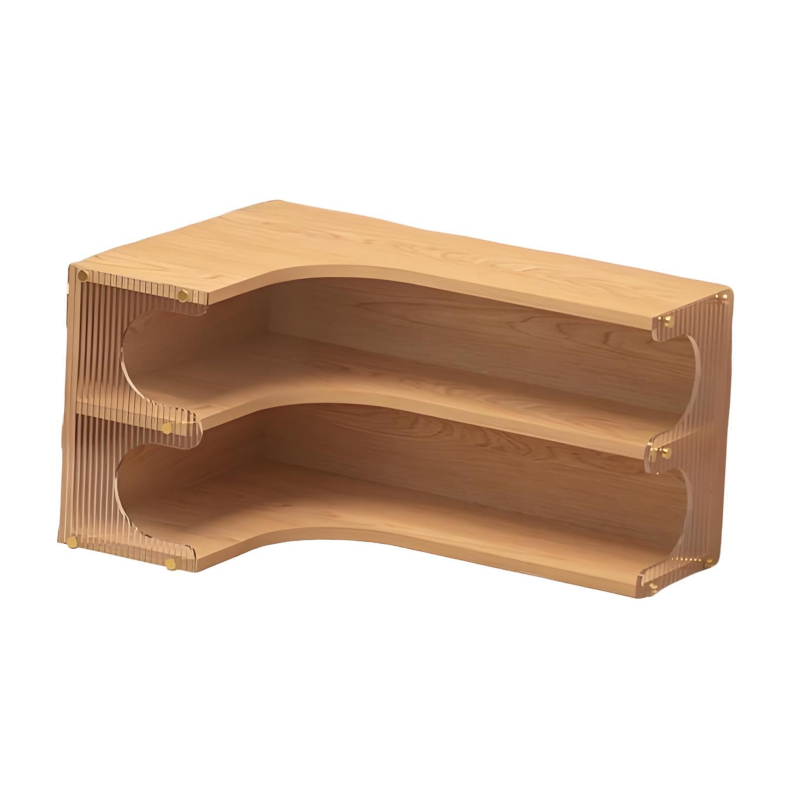 Bothyi - Estante De Esquina Para Escritorio, Organizador Moderno De Encimera Para Dormitorio De Hotel, Oficina, Color Madera