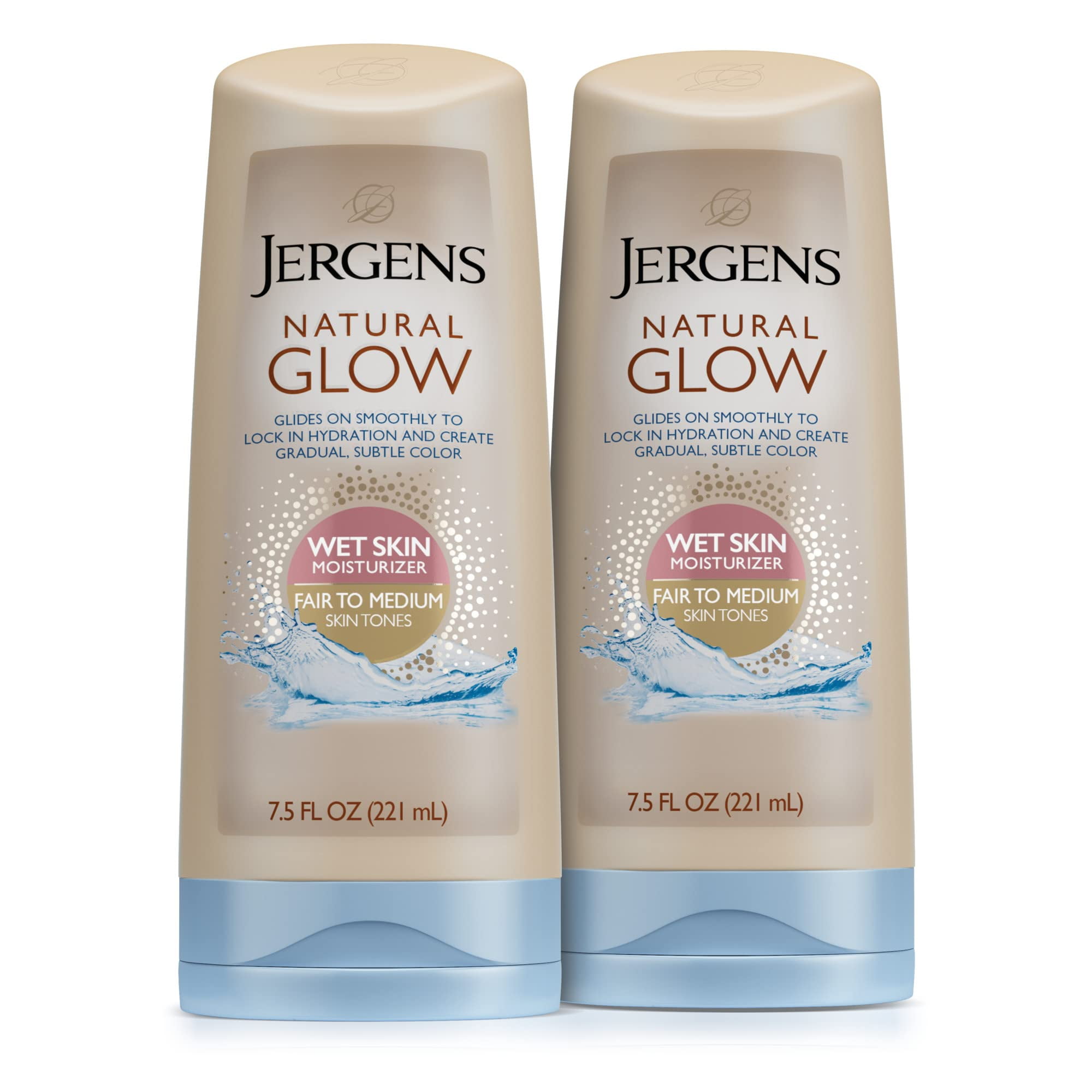 Loción Corporal Autobronceadora Jergens Natural Glow Wet Skin, Paquete De 2