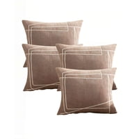 Genérico - Set De 4 Fundas De Cojin 45Cmx45Cm Bordado De Linea Color Café