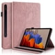thumbnail image 1 of Funda con relieve del Árbol de la Vida para tablet Samsung Galaxy Tab S7/8/9 con soporte, ranuras para tarjetas y soporte para lápiz óptico. Oro, 1 of 6