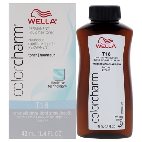 Wella - Tónico Líquido Permanente Color Charm - T18 Rubio Ceniza Más Claro De Para Unisex - Tónico De 1,4 Oz