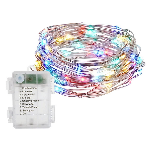 Guirnalda de luces LED con enchufe USB y control remoto, 10 metros, 100 LED, luces parpadeantes para dormitorio navideño.