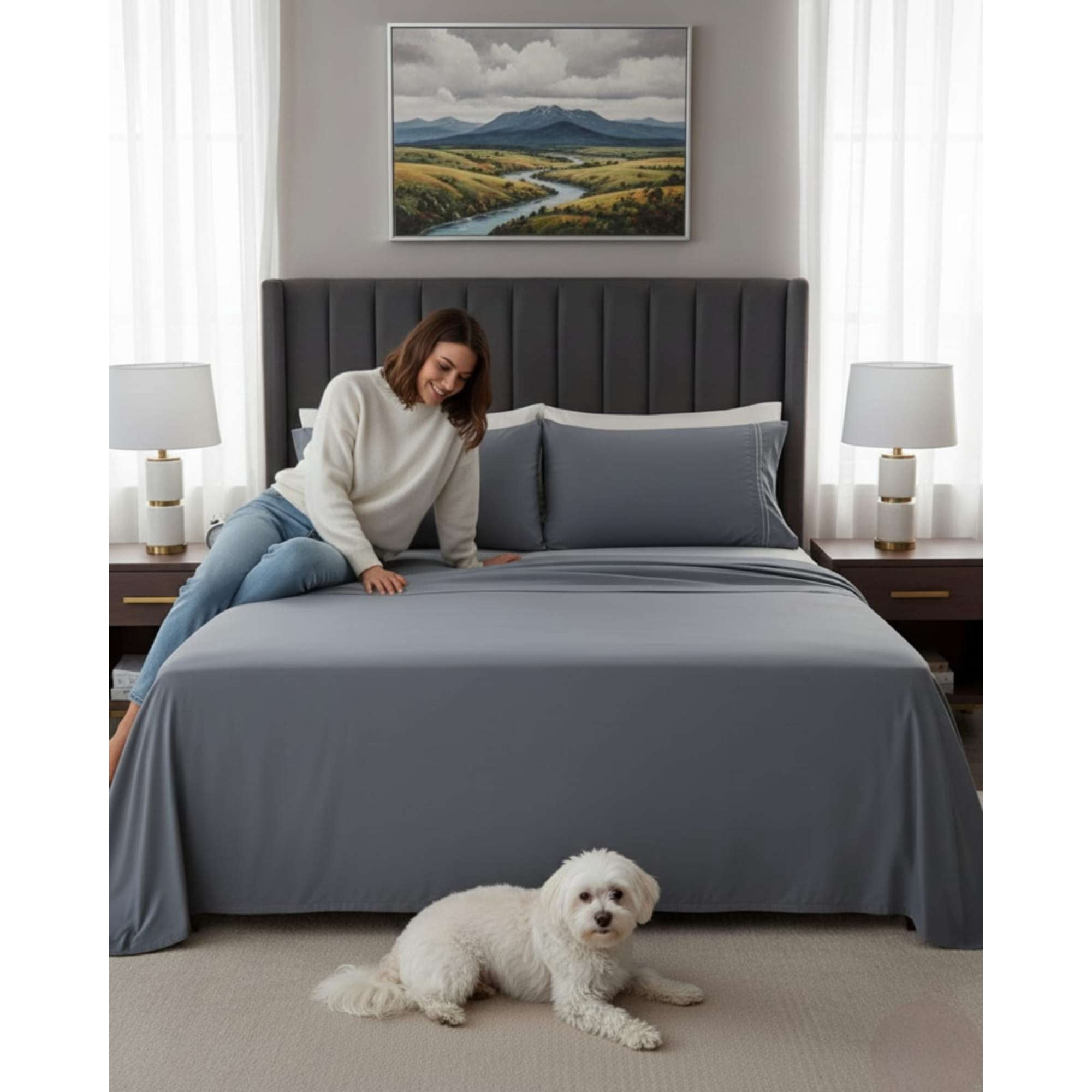 Myl Todo Hogar - Sábanas 2 Plazas 500 Hilos Diseño Liso Ajuste Perfecto