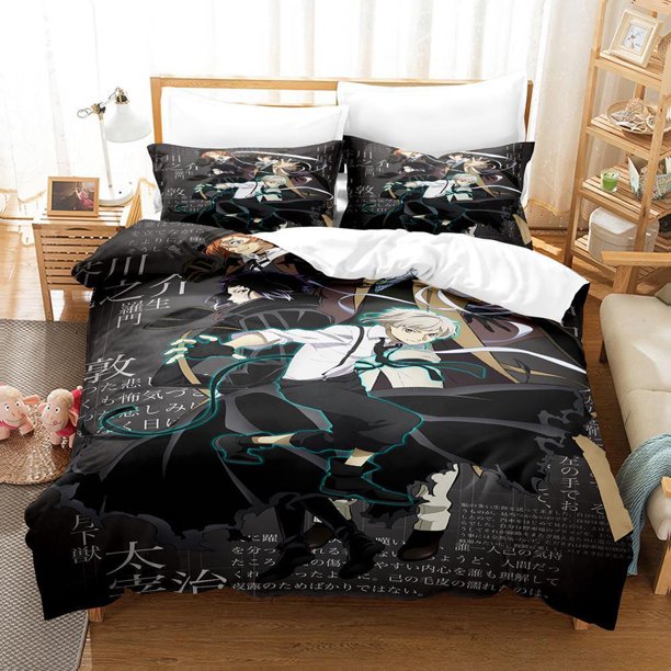 Fashion Bungou Stray Dogs S4 Bedding Set Cartoon Anime three-piece set Adult Kid Bedroom Duvet cover Sets Kawaii Anime Bed Sheets