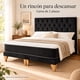 thumbnail image 2 of Cama Europea 2 Plazas Base Dividida Respaldo Capitoné Negro Colchón Híbrido, 2 of 8