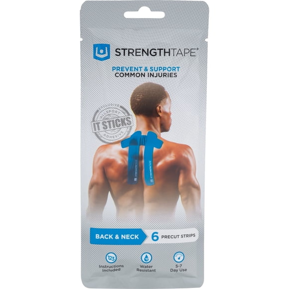 Cinta de kinesiología Roscoe Medical StrengthTape azul, resistente al agua