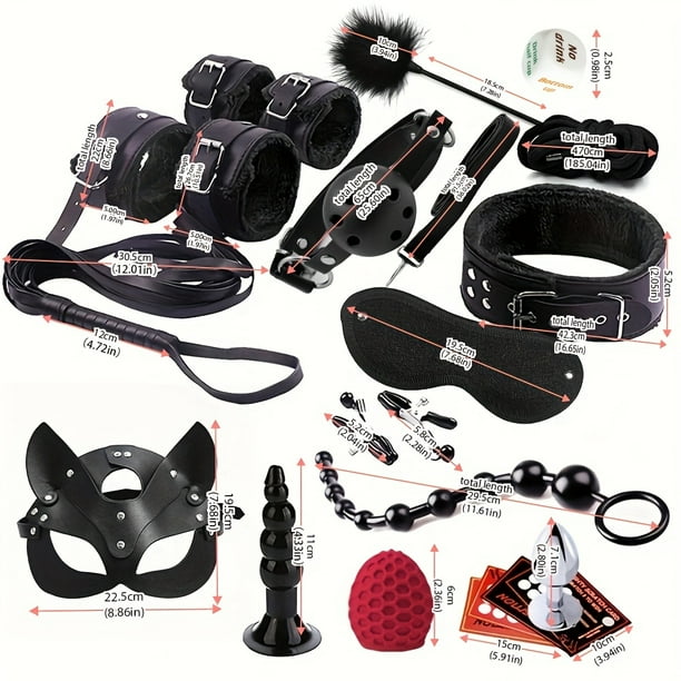 Adult BDSM Kit for Women - Handcuffs, Anal Plug, Vibrator - Sexy Toys for Erotic Sessions