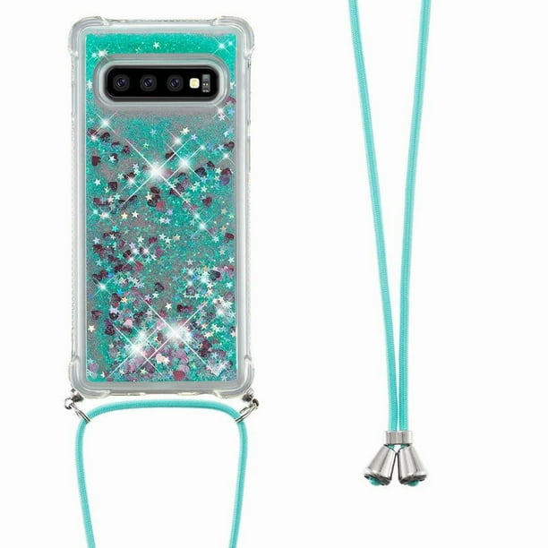 Funda FOXDOCK para Samsung Galaxy S10 Plus con Cuerda Ajustable, Brillo Líquido, Protección Antigolpes y Lente – Ideal para Regalo