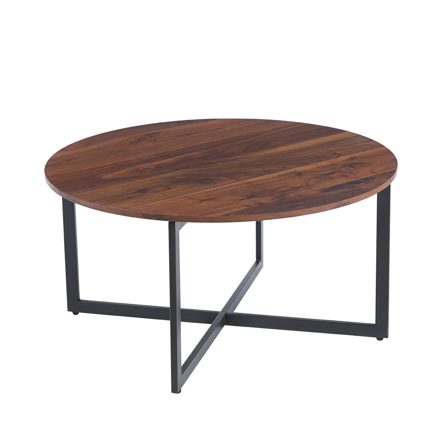 Moad - Mesa De Centro 80cm Redonda – Madera Oscura