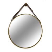 Joytek - Espejo Colgante De Cuero Decorativo 60X60Cm Dorado