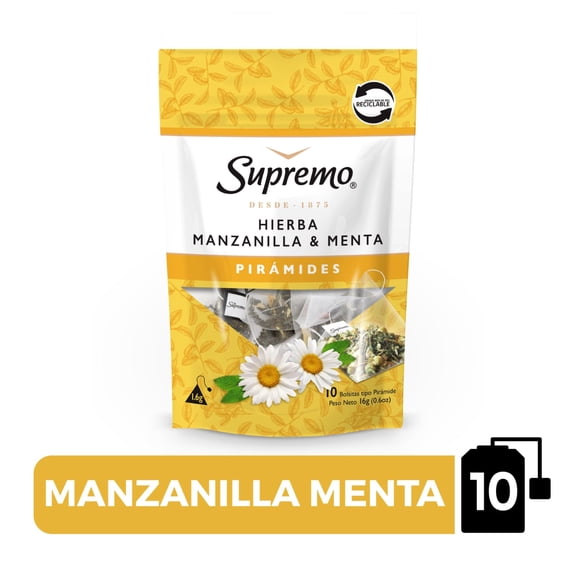 Hierba Pirámide Manzanilla Menta Bolsa, 10 Un