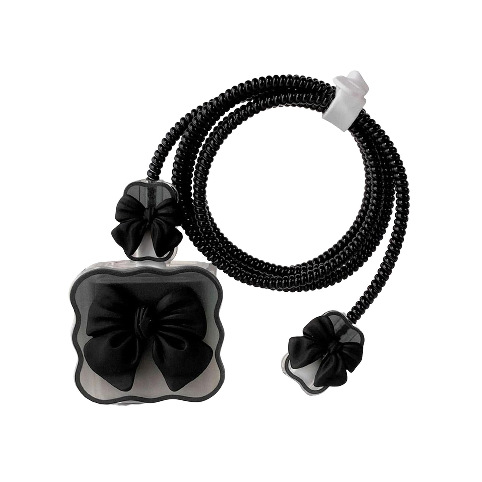 Bothyi - Cargadores Cable Funda Protectora 4 En 1 Funda Protectora 3d Para Teléfono Celular Nudo De Lazo Negro