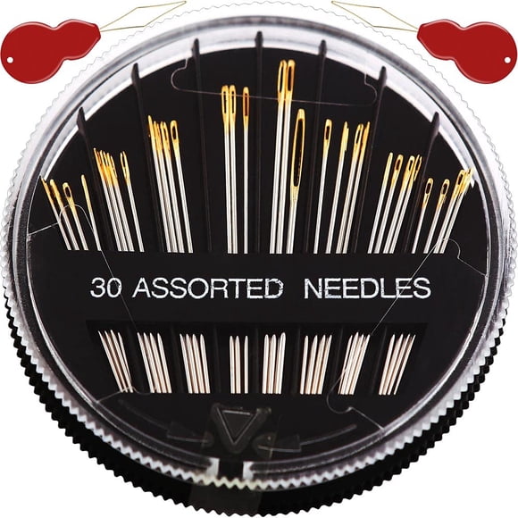 Agujas de coser JollMono Premium 30/60, paquete con 2 enhebradores