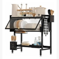 Genérico - Escurridor Secaplatos Eoland Seca Loza 2 Niveles Acero Negro 65 Cm Rejilla Secador Platos Lavaplatos Organizador Cocina Metalico Alta Capacidad Secado Rápido