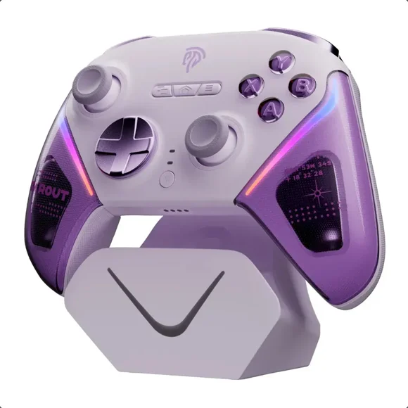 Control EasySMX D10 Multiplataforma morado | Joysticks TMR, Gatillos con Bloqueo y Base de Carga