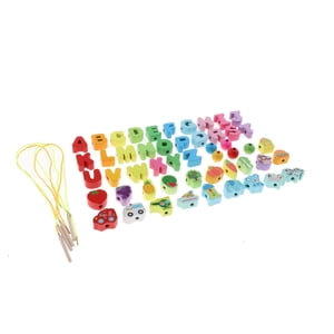 Bothyi - Cordón De Madera Juguete De Cuentas Habilidades Motoras Educativas Tempranas Para Niños Pequeños 51 Cuentas