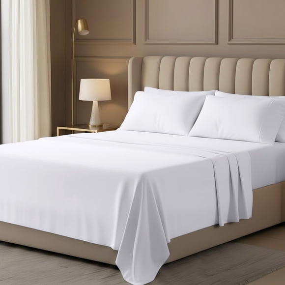 Juego de Sábanas Utopia Bedding Queen 4 Piezas Microfibra Blanca