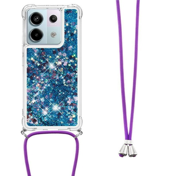 Funda FOXDOCK para Xiaomi Redmi Note 13 Pro 5G con Cuerda Ajustable, Brillo Líquido, Protección Antigolpes y Lente – Ideal para Regalo