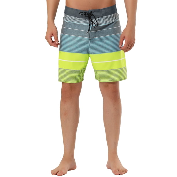 INSPIRE CHIC Pantalones Cortos de Hombre Verano Estampados con Cordón Bloque de Color Traje de Baño Playa 34 Amarillo Azul
