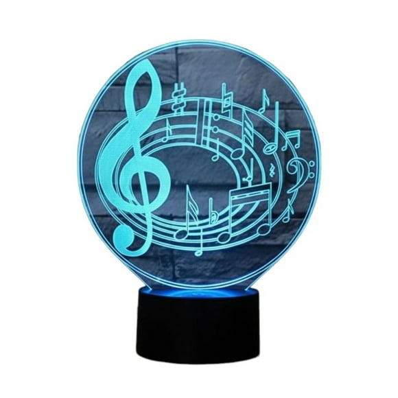 Lampara Ilusion 3D Musica Llave de Sol de 7 colores, Base touch