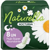 Toallas Higiénicas Nocturnas Extra Largas Flujo Súper Abundante Con Alas 8 Un Naturella
