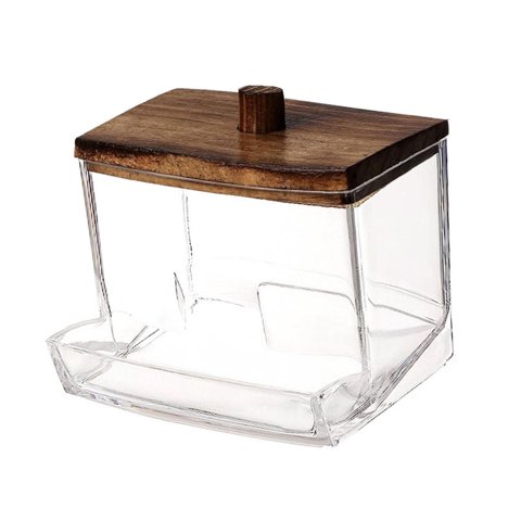 Ioensy - Recipiente De Almacenamiento De Bastoncillos De Algodón Transparente Para Almohadillas Redondas De Algodón, Hilo Dental De Escritorio, 9Cm X 7Cm X 7,5 Cm