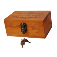 Magideal - Organizador De Almacenamiento De La Caja De Recuerdo De Madera Diseño Antiguo Bloqueable Caja De Joyas De Joyería Compacta De Joyería Compacta Para El 213X14X10Cm