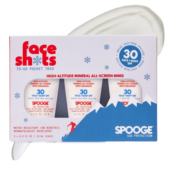 Protector solar SPOOGE Face Shots SPF 30 Trío 15 ml x 3