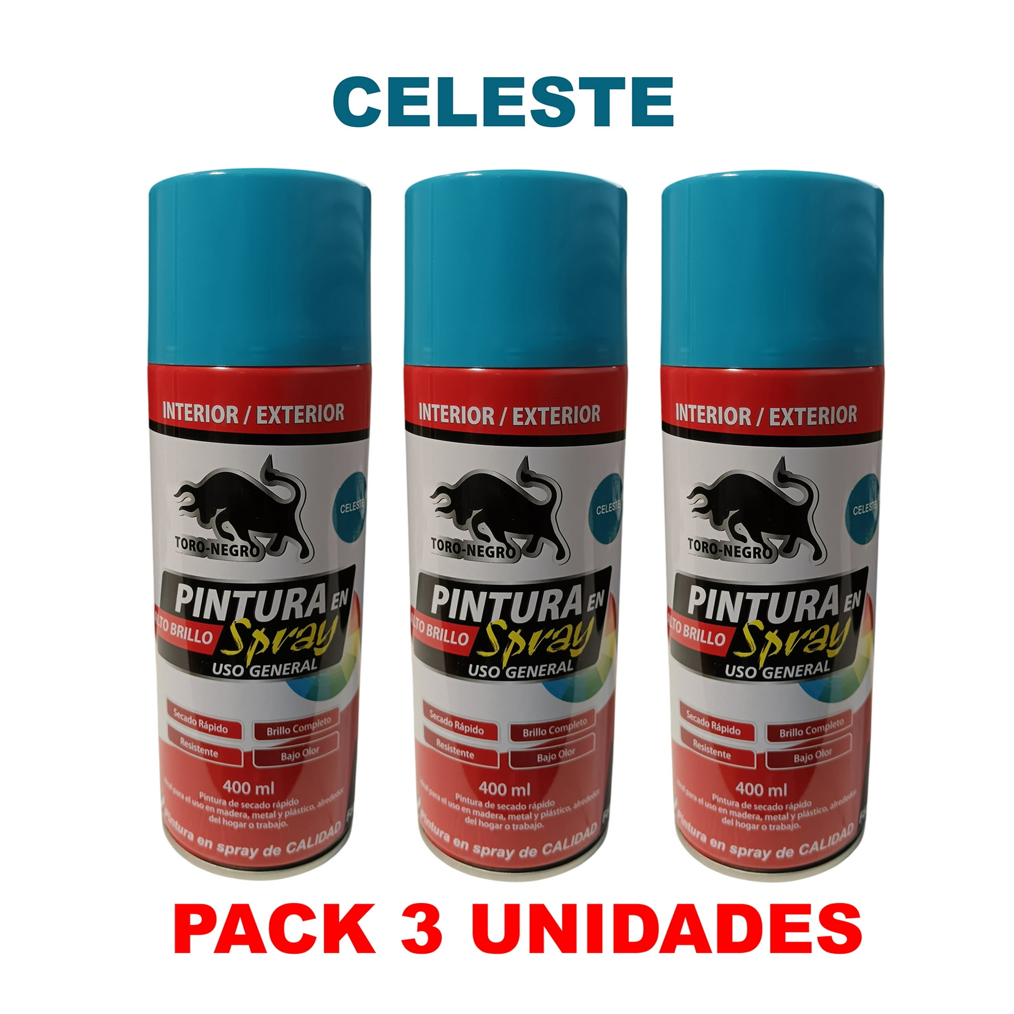 Toro Negro - Pintura En Spray Pack 3 Unidades Color Celeste