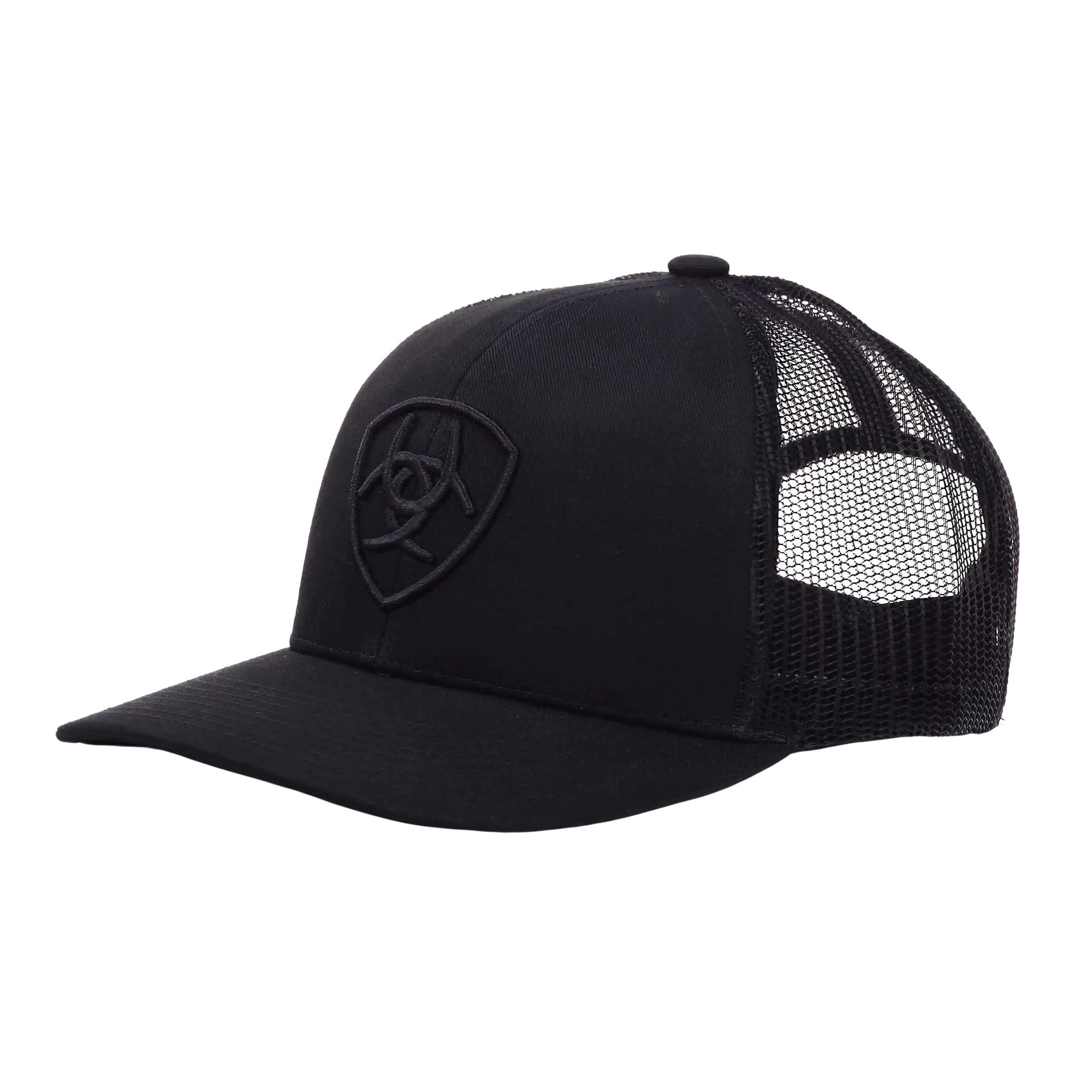Gorra Ariat Monochrome Shield Logo Negra Con Malla En La Espalda Para Hombre