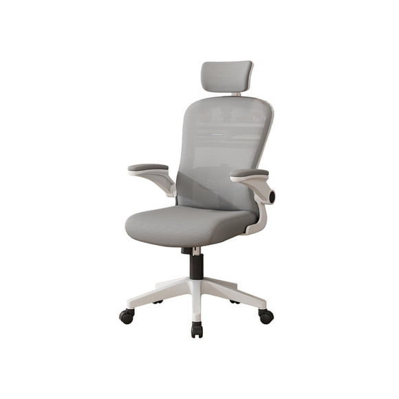 Silla Escritorio Ergonómica con Reposacabezas Apoyabrazos Ajustables y Malla Transpirable Blanca