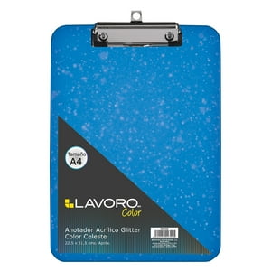 Anotador Acrílico A4 Con Glitter Azul Lavoro