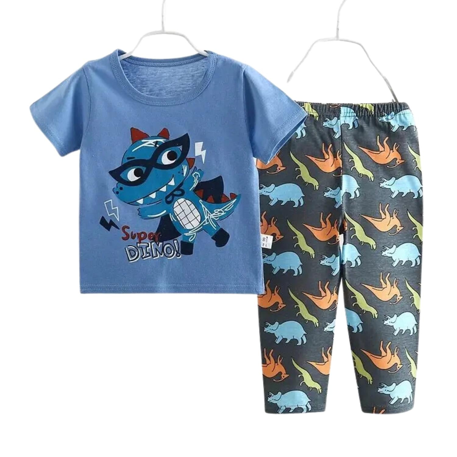Kivara - Pijama Pantalon Largo Manga Corta Niño Algodón Super Dino Multicolor 18