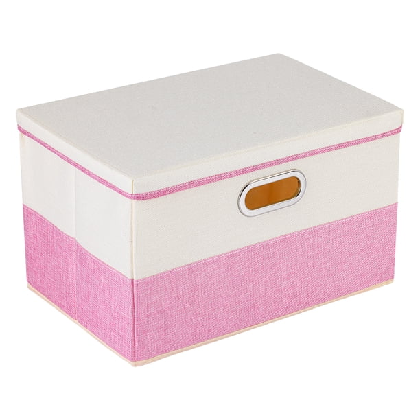 Cubo de Almacenamiento, Caja de Almacenamiento de Tela con Tapas para Estantes de Armario, Cesta de Almacenamiento Plegable para Organizar Ropa Libros Rosa 16.9*11.8*10.6in