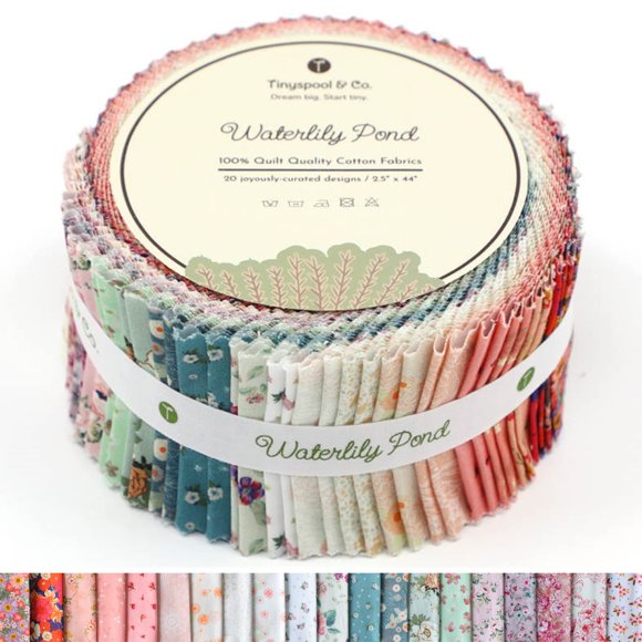 Tiras de tela Jelly Roll Tinyspool & Co. Estanque de nenúfares x40